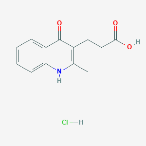 molecular formula C13H14ClNO3 B2640154 3-(2-Methyl-4-oxo-1,4-dihydroquinolin-3-yl)propanoic acid hydrochloride CAS No. 1043503-54-3