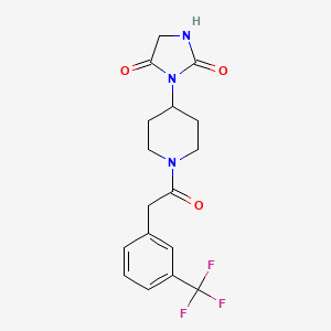 molecular formula C17H18F3N3O3 B2640157 3-(1-(2-(3-(Trifluoromethyl)phenyl)acetyl)piperidin-4-yl)imidazolidine-2,4-dione CAS No. 2034427-86-4