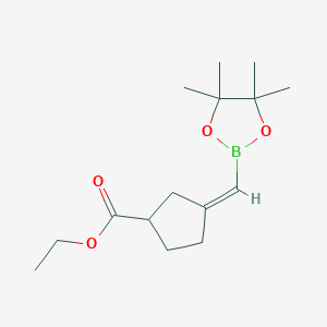 molecular formula C15H25BO4 B2640161 Ethyl 3-((4,4,5,5-tetramethyl-1,3,2-dioxaborolan-2-yl)methylene)cyclopentane-1-carboxylate CAS No. 2365173-44-8