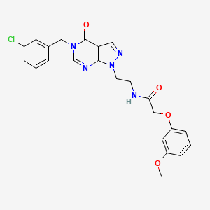 molecular formula C23H22ClN5O4 B2640175 N-(2-(5-(3-氯苄基)-4-氧代-4,5-二氢-1H-吡唑并[3,4-d]嘧啶-1-基)乙基)-2-(3-甲氧基苯氧基)乙酰胺 CAS No. 922009-01-6