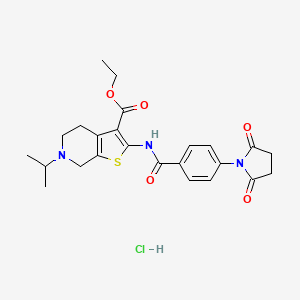 molecular formula C24H28ClN3O5S B2640177 盐酸乙基 2-(4-(2,5-二氧代吡咯烷-1-基)苯甲酰胺)-6-异丙基-4,5,6,7-四氢噻吩并[2,3-c]吡啶-3-羧酸酯 CAS No. 1330030-39-1