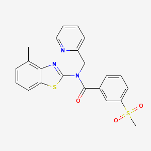 molecular formula C22H19N3O3S2 B2640191 N-(4-甲基苯并[d]噻唑-2-基)-3-(甲基磺酰基)-N-(吡啶-2-基甲基)苯甲酰胺 CAS No. 886940-01-8