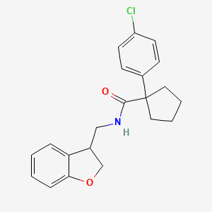 molecular formula C21H22ClNO2 B2640197 1-(4-氯苯基)-N-[(2,3-二氢-1-苯并呋喃-3-基)甲基]环戊烷-1-甲酰胺 CAS No. 2097863-73-3