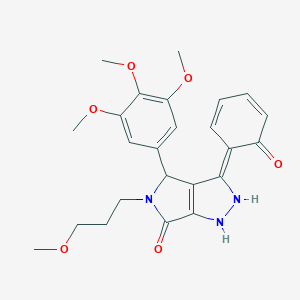 molecular formula C24H27N3O6 B264020 (3Z)-5-(3-methoxypropyl)-3-(6-oxocyclohexa-2,4-dien-1-ylidene)-4-(3,4,5-trimethoxyphenyl)-2,4-dihydro-1H-pyrrolo[3,4-c]pyrazol-6-one 