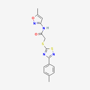 molecular formula C15H14N4O2S2 B2640202 N-(5-甲基异恶唑-3-基)-2-((3-(对甲苯基)-1,2,4-噻二唑-5-基)硫代)乙酰胺 CAS No. 864917-57-7