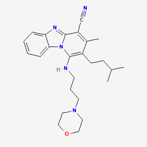molecular formula C25H33N5O B2640203 2-异戊基-3-甲基-1-{[3-(4-吗啉基)丙基]氨基}吡啶并[1,2-A]苯并咪唑-4-腈 CAS No. 384800-38-8