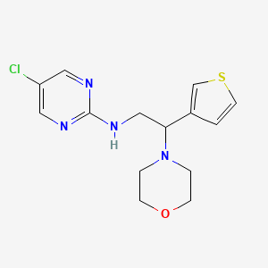 B2640205 5-Chloro-N-(2-morpholin-4-yl-2-thiophen-3-ylethyl)pyrimidin-2-amine CAS No. 2379995-24-9