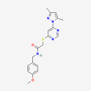 molecular formula C19H21N5O2S B2640212 2-((6-(3,5-二甲基-1H-吡唑-1-基)嘧啶-4-基)硫代)-N-(4-甲氧基苄基)乙酰胺 CAS No. 1251691-34-5