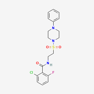 molecular formula C19H21ClFN3O3S B2640220 2-chloro-6-fluoro-N-(2-((4-phenylpiperazin-1-yl)sulfonyl)ethyl)benzamide CAS No. 897621-07-7