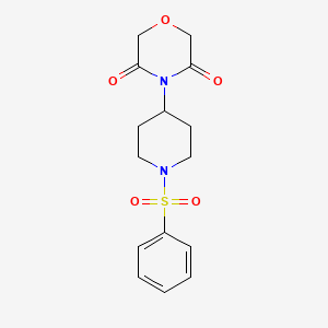 molecular formula C15H18N2O5S B2640231 4-(1-(苯磺酰)哌啶-4-基)吗啉-3,5-二酮 CAS No. 2034424-41-2