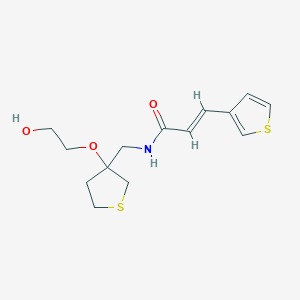 molecular formula C14H19NO3S2 B2640242 (E)-N-((3-(2-hydroxyethoxy)tetrahydrothiophen-3-yl)methyl)-3-(thiophen-3-yl)acrylamide CAS No. 2321335-91-3