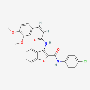 molecular formula C26H21ClN2O5 B2640247 (Z)-N-(4-chlorophenyl)-3-(3-(3,4-dimethoxyphenyl)acrylamido)benzofuran-2-carboxamide CAS No. 887894-96-4