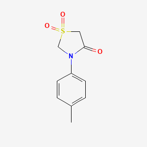 molecular formula C10H11NO3S B2640252 3-(4-Methylphenyl)-1lambda~6~,3-thiazolane-1,1,4-trione CAS No. 338753-22-3