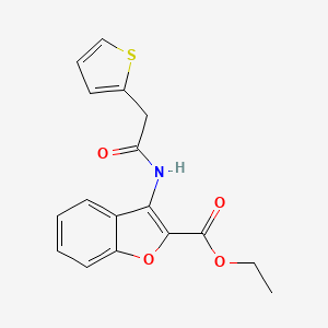 molecular formula C17H15NO4S B2640265 3-(2-(噻吩-2-基)乙酰氨基)苯并呋喃-2-羧酸乙酯 CAS No. 847406-27-3