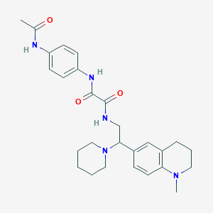 molecular formula C27H35N5O3 B2640266 N1-(4-乙酰氨基苯基)-N2-(2-(1-甲基-1,2,3,4-四氢喹啉-6-基)-2-(哌啶-1-基)乙基)草酰胺 CAS No. 922093-04-7