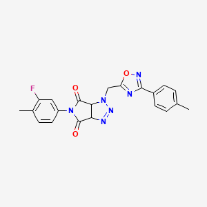 molecular formula C21H17FN6O3 B2640269 5-(3-氟-4-甲基苯基)-1-((3-(对甲苯基)-1,2,4-恶二唑-5-基)甲基)-1,6a-二氢吡咯并[3,4-d][1,2,3]三唑-4,6(3aH,5H)-二酮 CAS No. 1172713-17-5