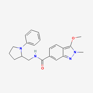molecular formula C21H24N4O2 B2640274 3-甲氧基-2-甲基-N-((1-苯基吡咯烷-2-基)甲基)-2H-吲唑-6-甲酰胺 CAS No. 1797704-10-9