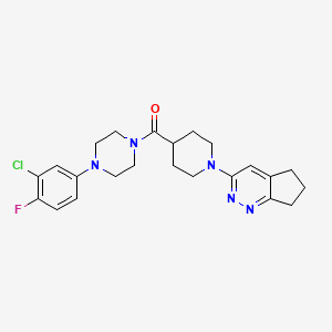 molecular formula C23H27ClFN5O B2640276 1-(3-氯-4-氟苯基)-4-(1-{5H,6H,7H-环戊[c]哒嗪-3-基}哌啶-4-羰基)哌嗪 CAS No. 2097858-53-0