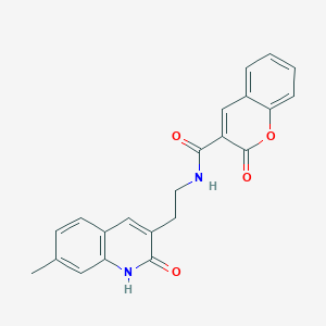 molecular formula C22H18N2O4 B2640280 N-(2-(7-甲基-2-氧代-1,2-二氢喹啉-3-基)乙基)-2-氧代-2H-色烯-3-甲酰胺 CAS No. 851405-38-4
