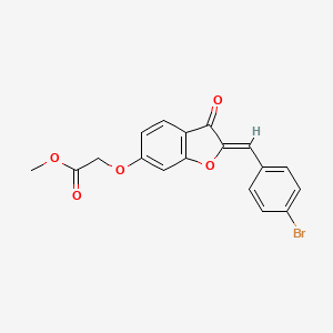 molecular formula C18H13BrO5 B2640288 (Z)-2-((2-(4-溴亚苄基)-3-氧代-2,3-二氢苯并呋喃-6-基)氧基)甲酸甲酯 CAS No. 620547-58-2