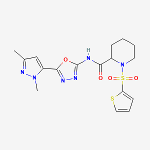 N-(5-(1,3-dimethyl-1H-pyrazol-5-yl)-1,3,4-oxadiazol-2-yl)-1-(thiophen-2-ylsulfonyl)piperidine-2-carboxamide