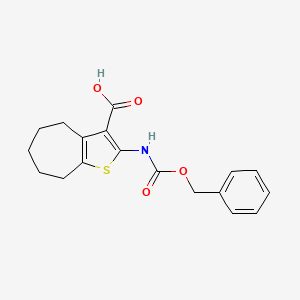 molecular formula C18H19NO4S B2640292 2-(Phenylmethoxycarbonylamino)-5,6,7,8-tetrahydro-4H-cyclohepta[b]thiophene-3-carboxylic acid CAS No. 2287310-17-0