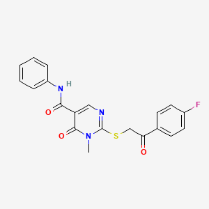 2-[2-(4-fluorophenyl)-2-oxoethyl]sulfanyl-1-methyl-6-oxo-N-phenylpyrimidine-5-carboxamide