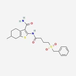 molecular formula C21H26N2O4S2 B2640304 2-(4-(Benzylsulfonyl)butanamido)-6-methyl-4,5,6,7-tetrahydrobenzo[b]thiophene-3-carboxamide CAS No. 923413-17-6