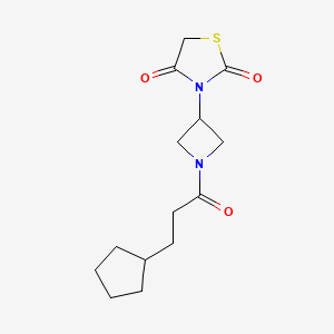 molecular formula C14H20N2O3S B2640315 3-(1-(3-Cyclopentylpropanoyl)azetidin-3-yl)thiazolidine-2,4-dione CAS No. 2034425-22-2