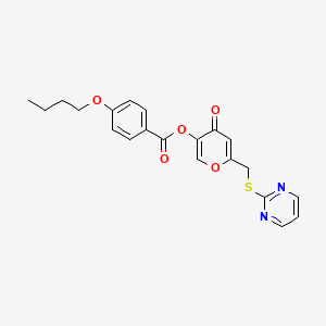[4-Oxo-6-(pyrimidin-2-ylsulfanylmethyl)pyran-3-yl] 4-butoxybenzoate
