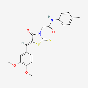 molecular formula C21H20N2O4S2 B2640324 (Z)-2-(5-(3,4-二甲氧基苄叉)-4-氧代-2-硫代噻唑烷-3-基)-N-(对甲苯基)乙酰胺 CAS No. 681481-08-3