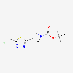 molecular formula C11H16ClN3O2S B2640354 叔丁基 3-[5-(氯甲基)-1,3,4-噻二唑-2-基]氮杂环丁烷-1-羧酸酯 CAS No. 2402828-65-1