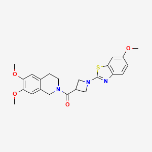molecular formula C23H25N3O4S B2640372 (6,7-二甲氧基-3,4-二氢异喹啉-2(1H)-基)(1-(6-甲氧基苯并[d]噻唑-2-基)氮杂环丁-3-基)甲酮 CAS No. 1286700-19-3