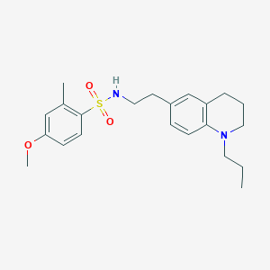 molecular formula C22H30N2O3S B2640374 4-methoxy-2-methyl-N-(2-(1-propyl-1,2,3,4-tetrahydroquinolin-6-yl)ethyl)benzenesulfonamide CAS No. 955778-23-1