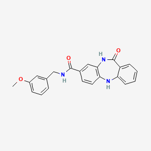 molecular formula C22H19N3O3 B2640375 N-[(3-甲氧苯基)甲基]-6-氧代-5,11-二氢苯并[b][1,4]苯并二氮杂卓-3-甲酰胺 CAS No. 443670-21-1