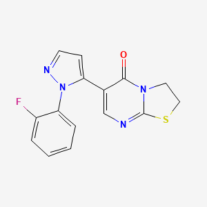 6-[1-(2-fluorophenyl)-1H-pyrazol-5-yl]-2,3-dihydro-5H-[1,3]thiazolo[3,2-a]pyrimidin-5-one