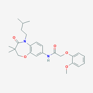 molecular formula C25H32N2O5 B2640393 N-(5-异戊基-3,3-二甲基-4-氧代-2,3,4,5-四氢苯并[b][1,4]恶氮杂卓-8-基)-2-(2-甲氧基苯氧基)乙酰胺 CAS No. 921541-47-1