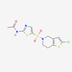 molecular formula C12H12ClN3O3S3 B2640418 N-(5-((2-氯-6,7-二氢噻吩并[3,2-c]吡啶-5(4H)-基)磺酰基)噻唑-2-基)乙酰胺 CAS No. 2034458-92-7