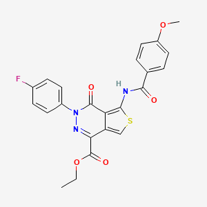 molecular formula C23H18FN3O5S B2640420 Ethyl 3-(4-fluorophenyl)-5-(4-methoxybenzamido)-4-oxo-3,4-dihydrothieno[3,4-d]pyridazine-1-carboxylate CAS No. 851949-14-9