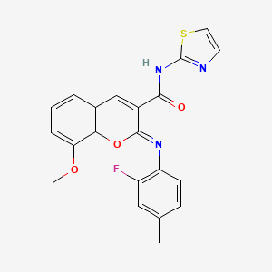 (2Z)-2-[(2-fluoro-4-methylphenyl)imino]-8-methoxy-N-(1,3-thiazol-2-yl)-2H-chromene-3-carboxamide
