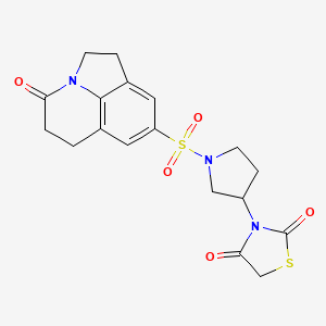 3-[1-[(11-Oxo-1-azatricyclo[6.3.1.04,12]dodeca-4,6,8(12)-trien-6-yl)sulfonyl]pyrrolidin-3-yl]-1,3-thiazolidine-2,4-dione