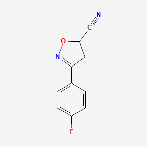 molecular formula C10H7FN2O B2640430 3-(4-Fluorophenyl)-4,5-dihydroisoxazole-5-carbonitrile CAS No. 1160472-60-5