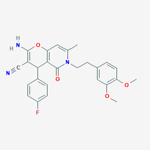 2-amino-6-(3,4-dimethoxyphenethyl)-4-(4-fluorophenyl)-7-methyl-5-oxo-5,6-dihydro-4H-pyrano[3,2-c]pyridine-3-carbonitrile