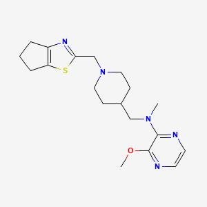 molecular formula C19H27N5OS B2640446 N-[[1-(5,6-Dihydro-4H-cyclopenta[d][1,3]thiazol-2-ylmethyl)piperidin-4-yl]methyl]-3-methoxy-N-methylpyrazin-2-amine CAS No. 2380062-59-7