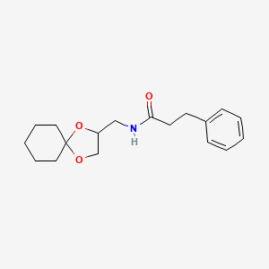 molecular formula C18H25NO3 B2640449 N-(1,4-二氧杂螺[4.5]癸-2-基甲基)-3-苯基丙酰胺 CAS No. 899957-61-0