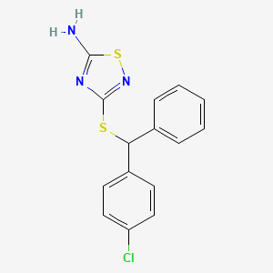 molecular formula C15H12ClN3S2 B2640454 3-{[(4-Chlorophenyl)(phenyl)methyl]thio}-1,2,4-thiadiazol-5-amine CAS No. 632300-36-8