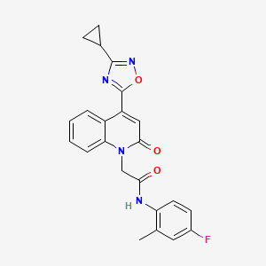 molecular formula C23H19FN4O3 B2640455 2-[4-(3-cyclopropyl-1,2,4-oxadiazol-5-yl)-2-oxo-1(2H)-quinolinyl]-N~1~-(4-fluoro-2-methylphenyl)acetamide CAS No. 1251671-34-7