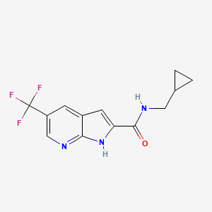 molecular formula C13H12F3N3O B2640458 N-(cyclopropylmethyl)-5-(trifluoromethyl)-1H-pyrrolo[2,3-b]pyridine-2-carboxamide CAS No. 2060751-81-5