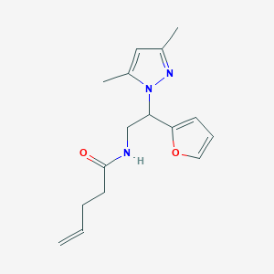 molecular formula C16H21N3O2 B2640460 N-(2-(3,5-dimethyl-1H-pyrazol-1-yl)-2-(furan-2-yl)ethyl)pent-4-enamide CAS No. 2189497-69-4