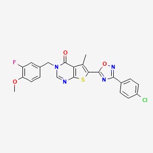 molecular formula C23H16ClFN4O3S B2640461 6-(3-(4-chlorophenyl)-1,2,4-oxadiazol-5-yl)-3-(3-fluoro-4-methoxybenzyl)-5-methylthieno[2,3-d]pyrimidin-4(3H)-one CAS No. 1326828-53-8